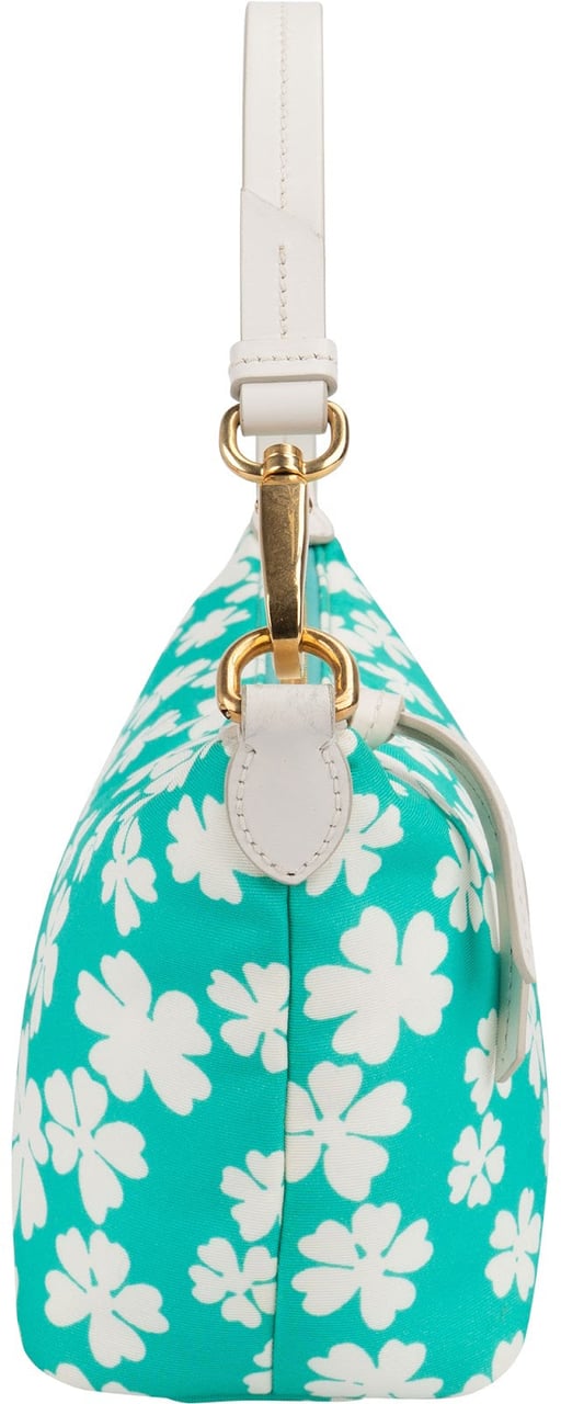 Miu Miu Nylon Flower Print Mini Pouch Handbag Wit