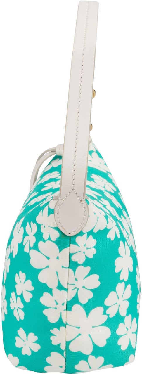Miu Miu Nylon Flower Print Mini Pouch Handbag Wit