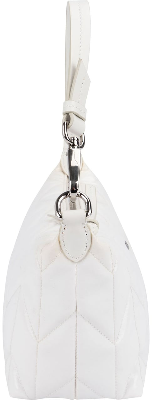 Miu Miu Quilted Patent Leather Mini Pouch Handbag Wit