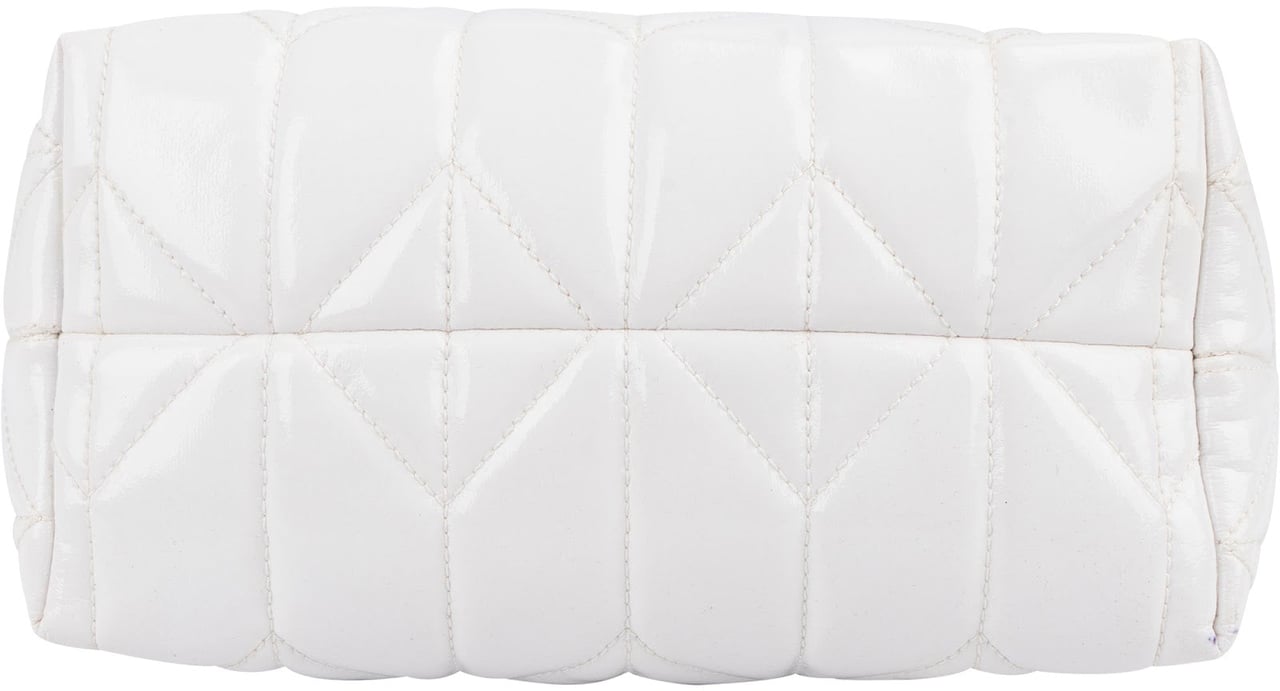 Miu Miu Quilted Patent Leather Mini Pouch Handbag Wit