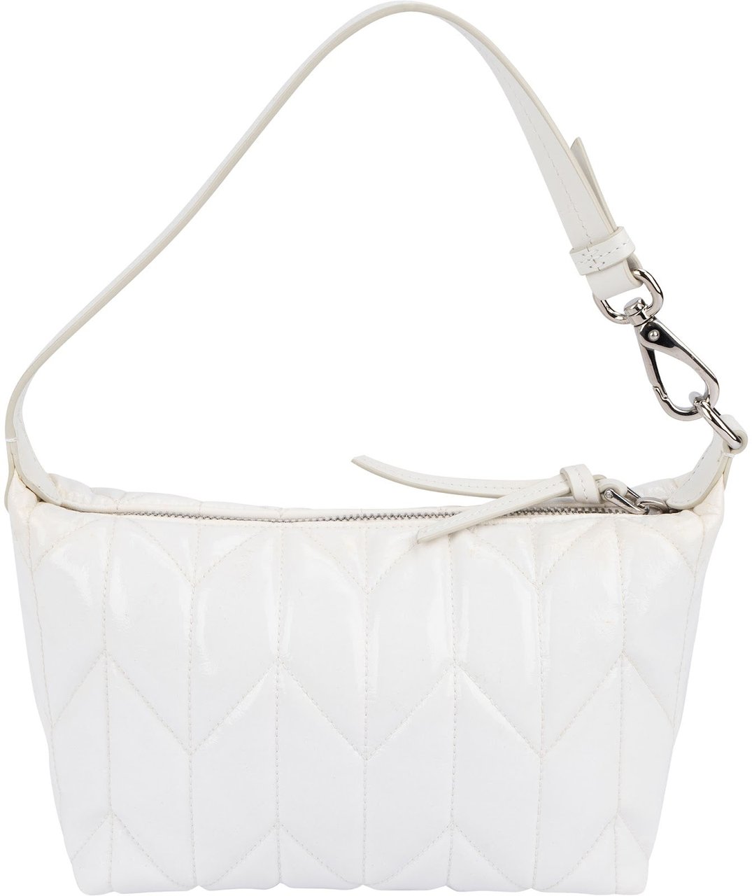 Miu Miu Quilted Patent Leather Mini Pouch Handbag Wit