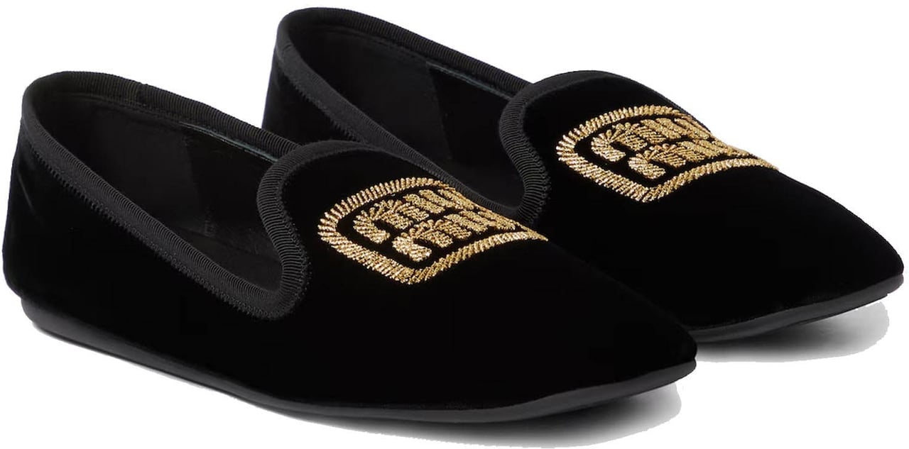 Miu Miu Logo Velvet Flats Divers