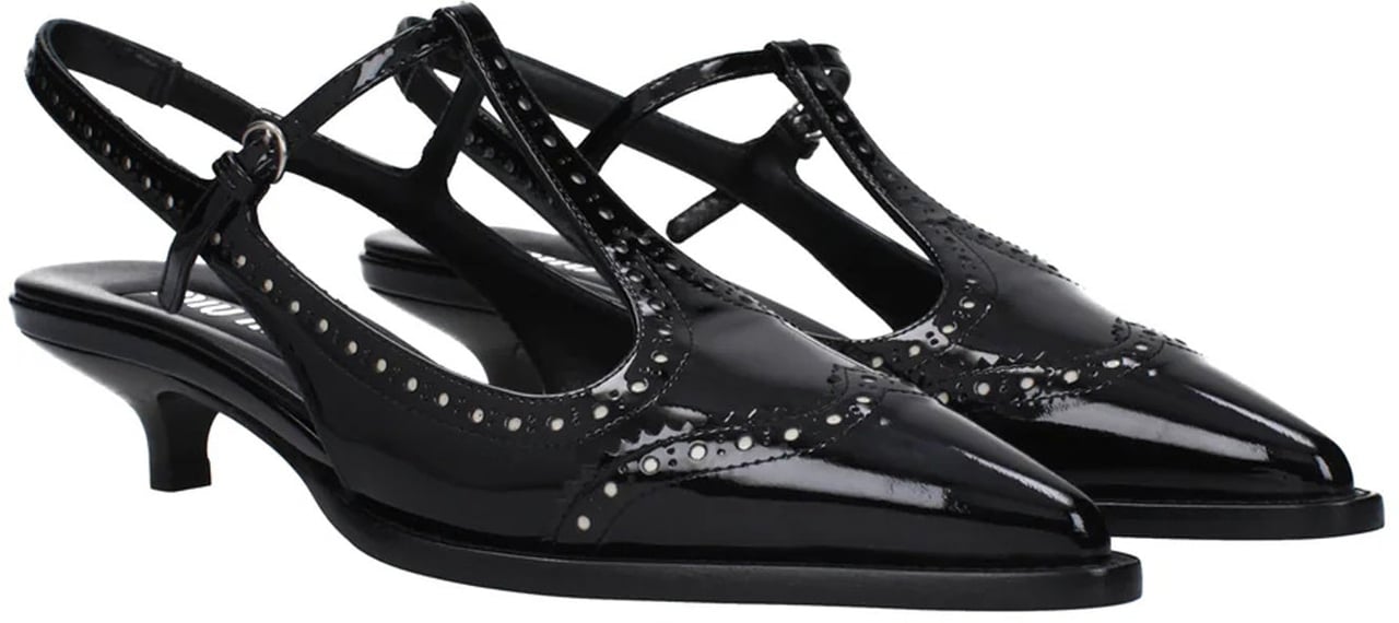Miu Miu Leather Slingback Pumps Zwart