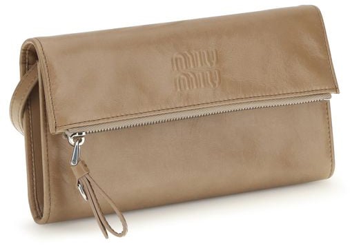 Miu Miu Beige Calf Leather Bos Taurus Clutch Bag Beige