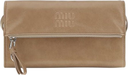 Miu Miu Beige Calf Leather Bos Taurus Clutch Bag Beige