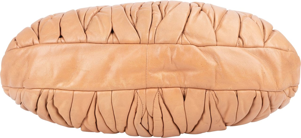 Miu Miu Matelassé Leather City Hobo Shoulder Bag Beige