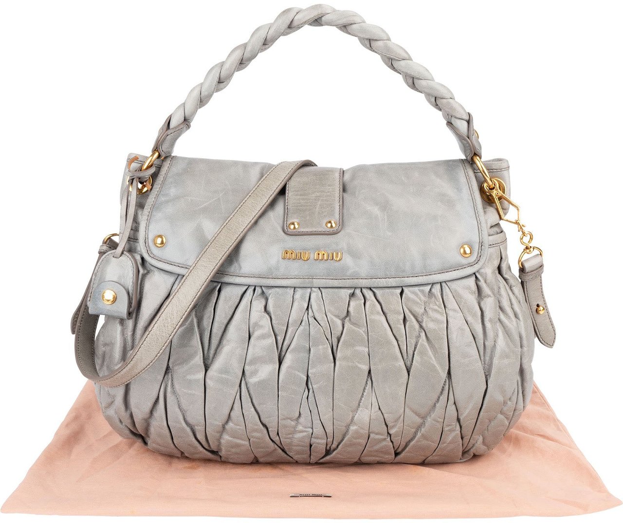 Miu Miu Vitello Lux Coffer Handbag Blauw