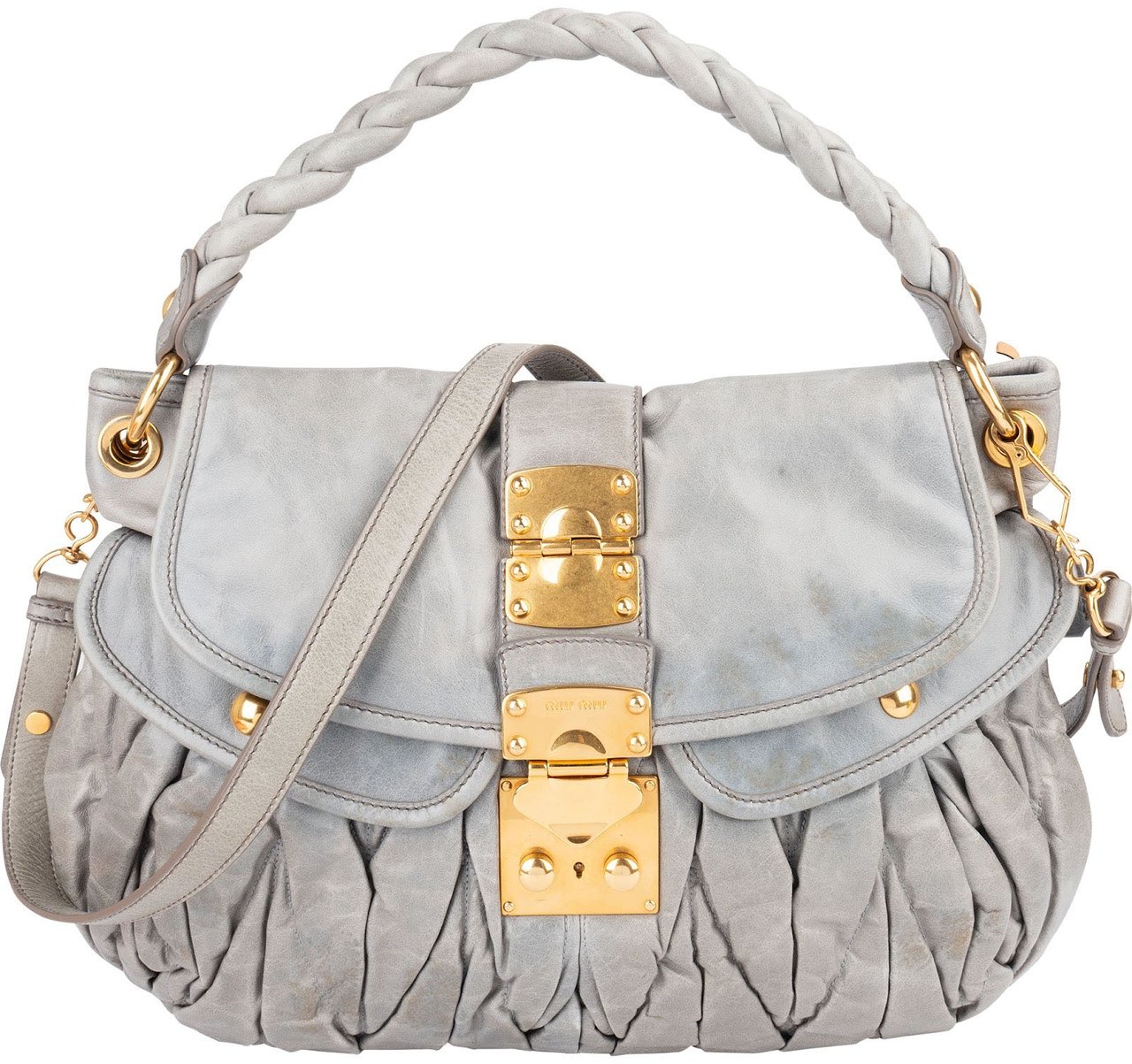 Miu Miu Vitello Lux Coffer Handbag Blauw