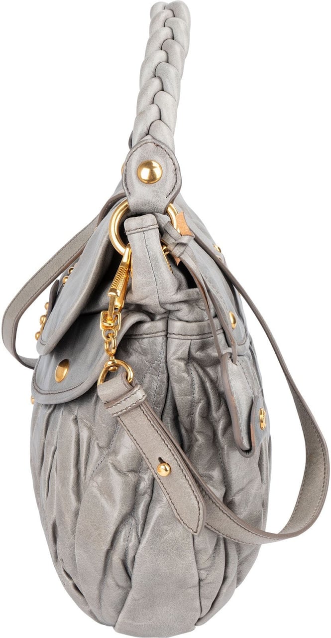 Miu Miu Vitello Lux Coffer Handbag Blauw