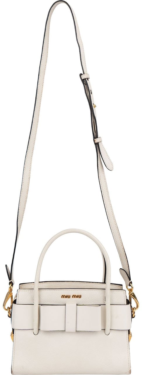 Miu Miu White Madras Leather Bow Handbag Wit