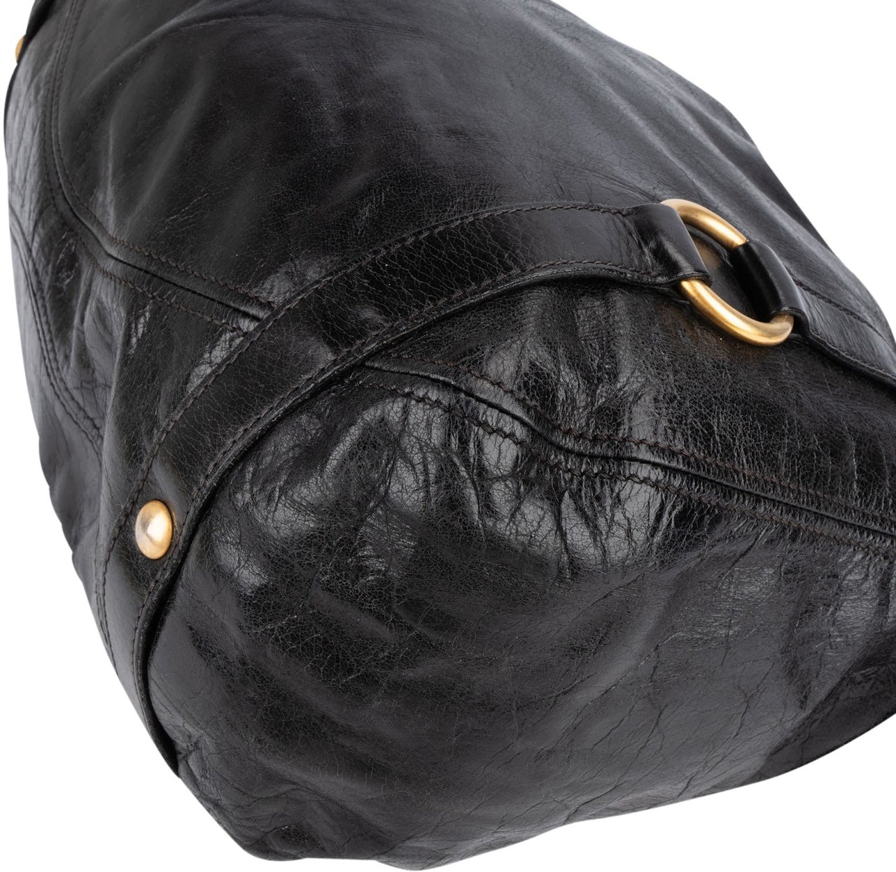 Miu Miu Vitello Lux Bow Hobo Handbag Zwart