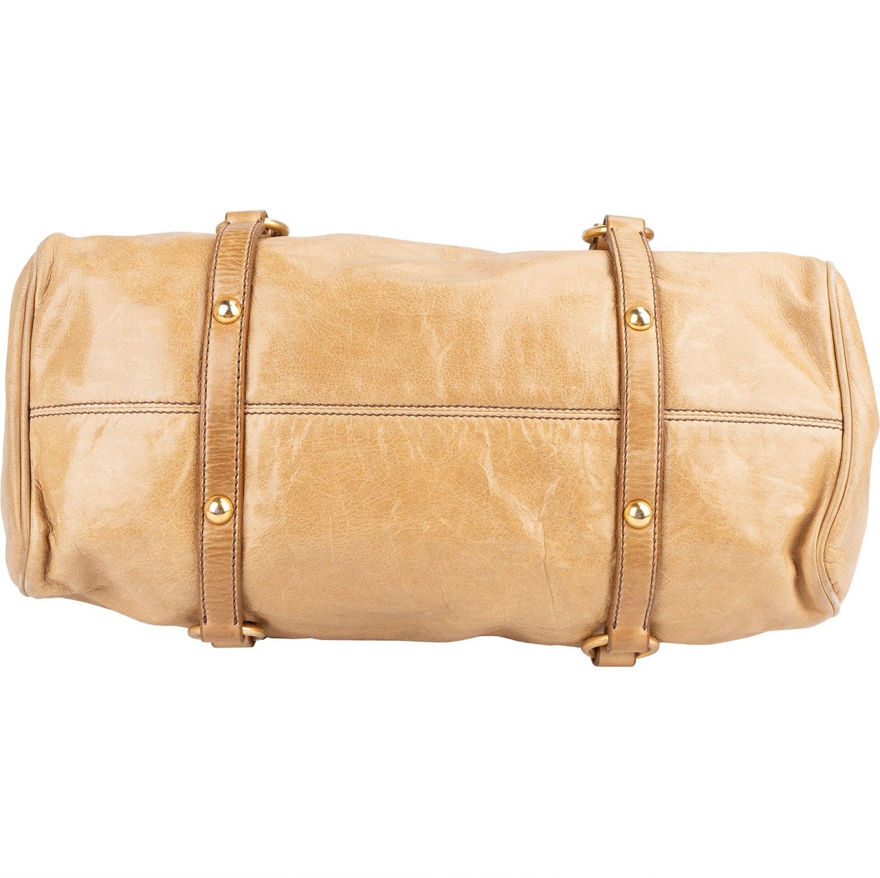 Miu Miu Vitello Lux Bow Satchel Handbag Beige