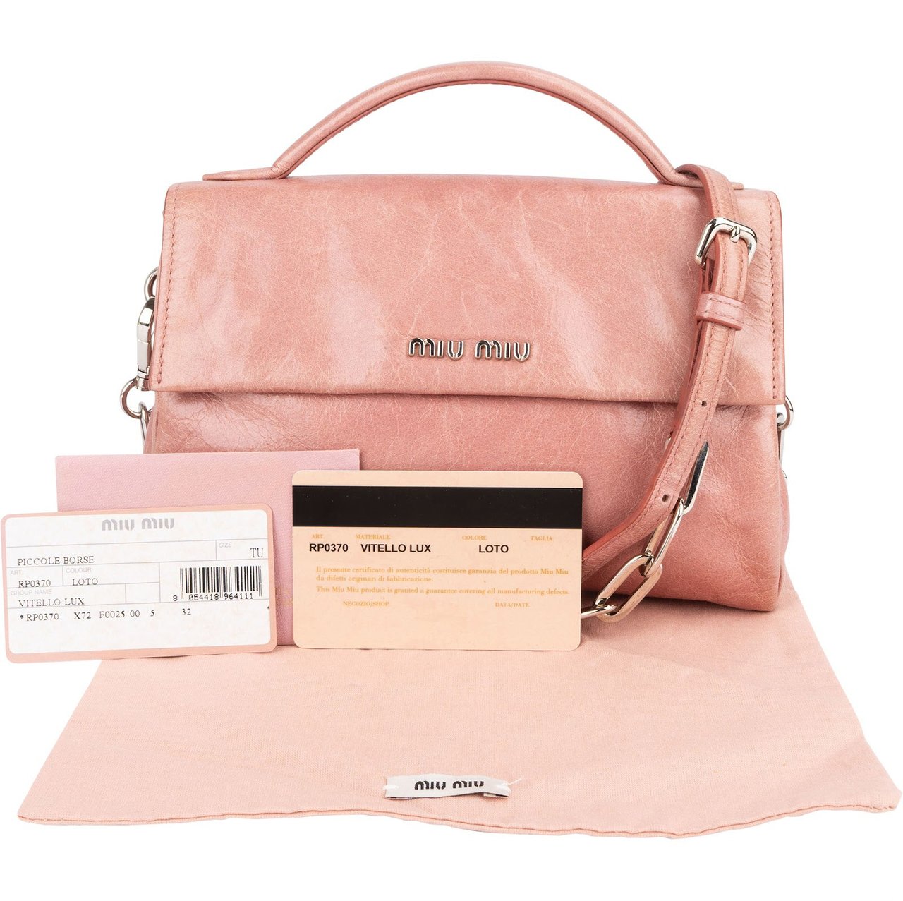 Miu Miu Pink Vitello Lux Leather Top Handle Mini Crossbody Handbag Rood