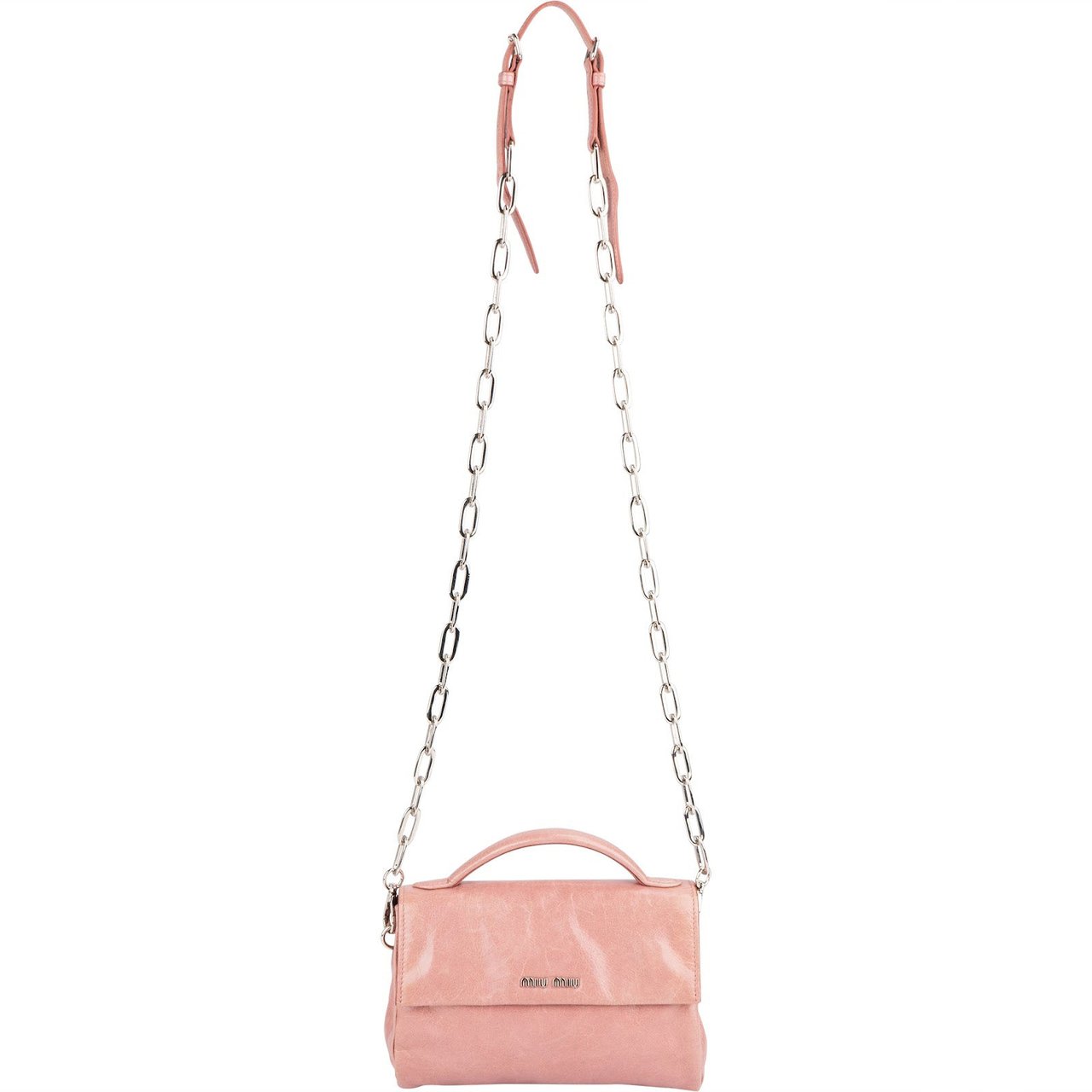 Miu Miu Pink Vitello Lux Leather Top Handle Mini Crossbody Handbag Roze