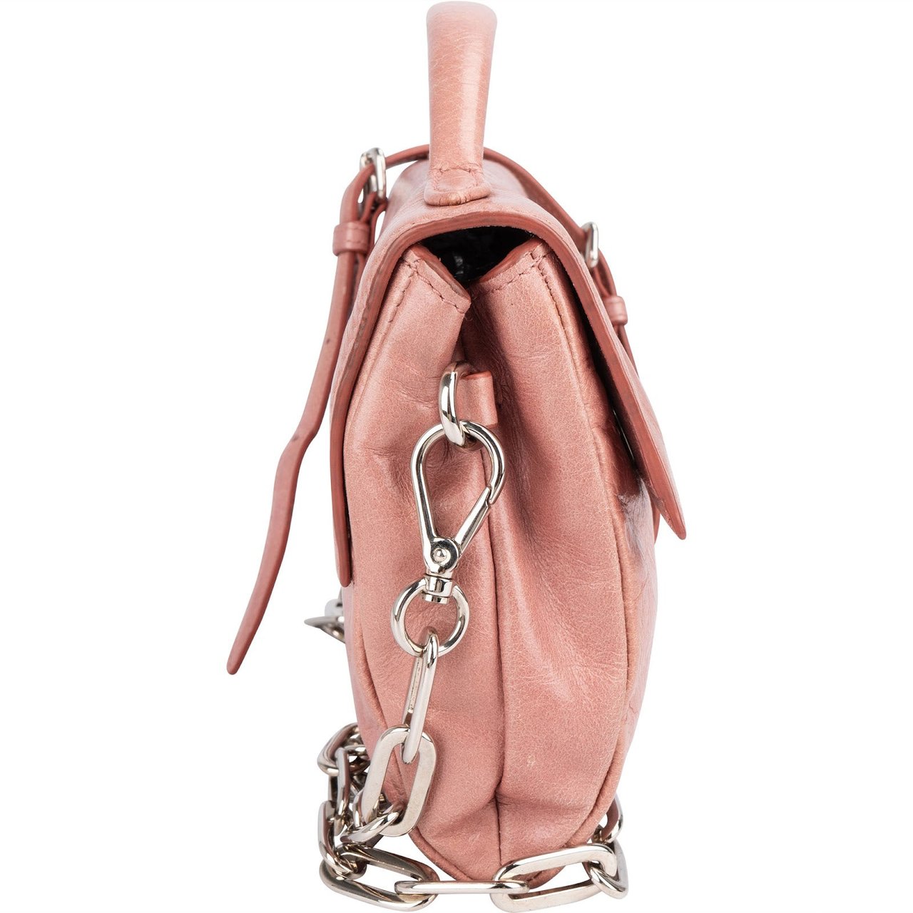Miu Miu Pink Vitello Lux Leather Top Handle Mini Crossbody Handbag Roze