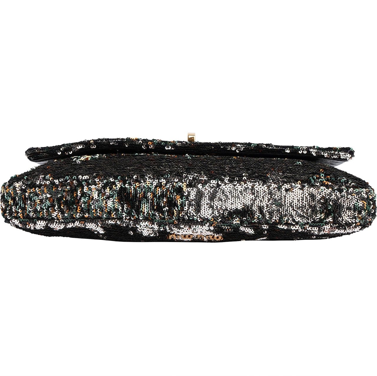Miu Miu Bicolor Sequin Flap Hobo Shoulder Bag Zwart