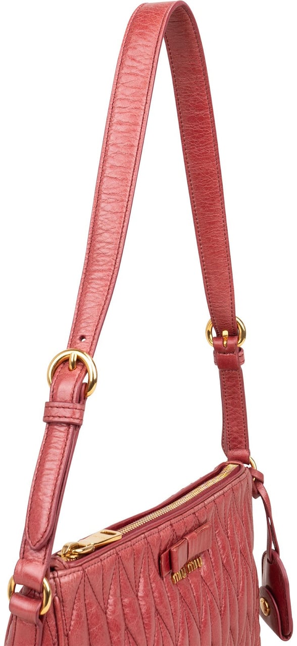 Miu Miu Miu Miu Quilted Nappa Leather Shoulder Bag Rood