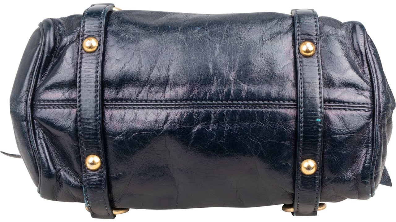 Miu Miu Vitello Lux Bow Handbag Navy