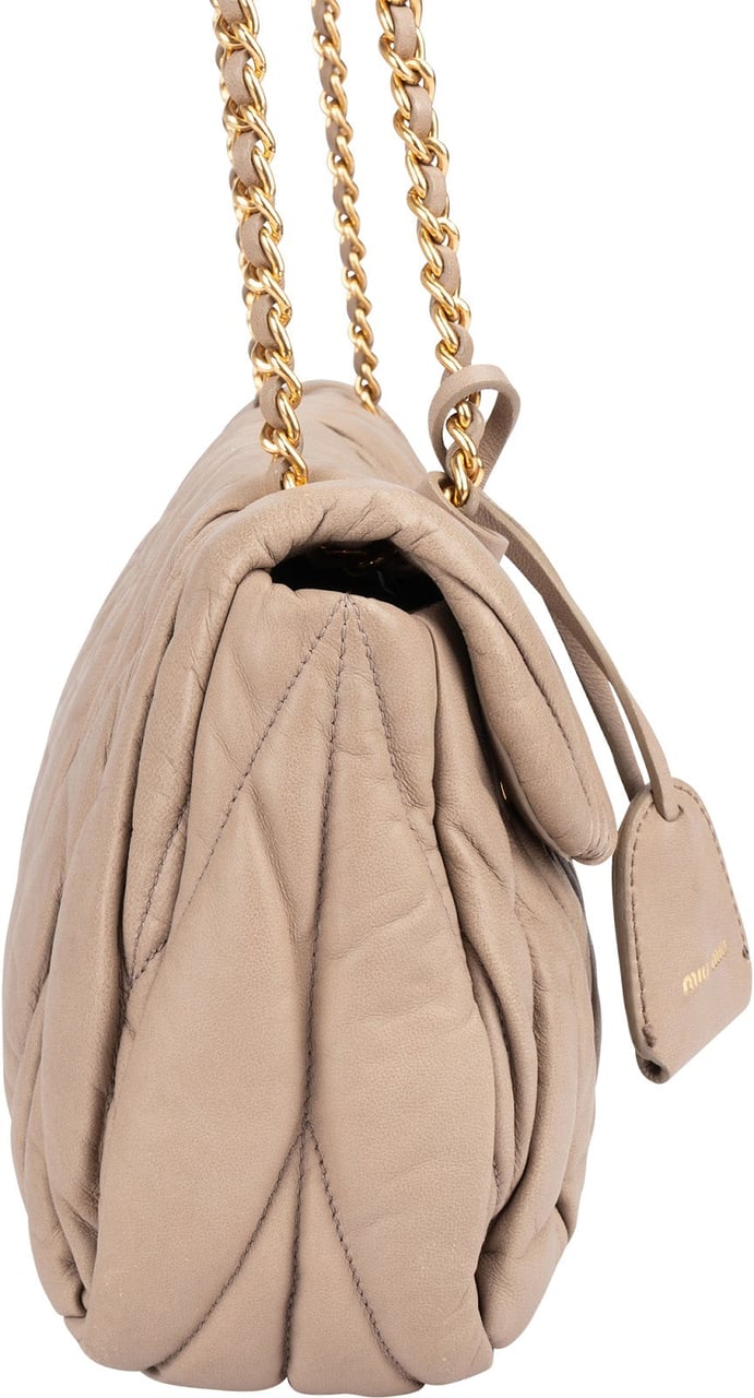 Miu Miu Miu Miu Matelassé Nappa Leather Shoulder Crossbody Bag Beige