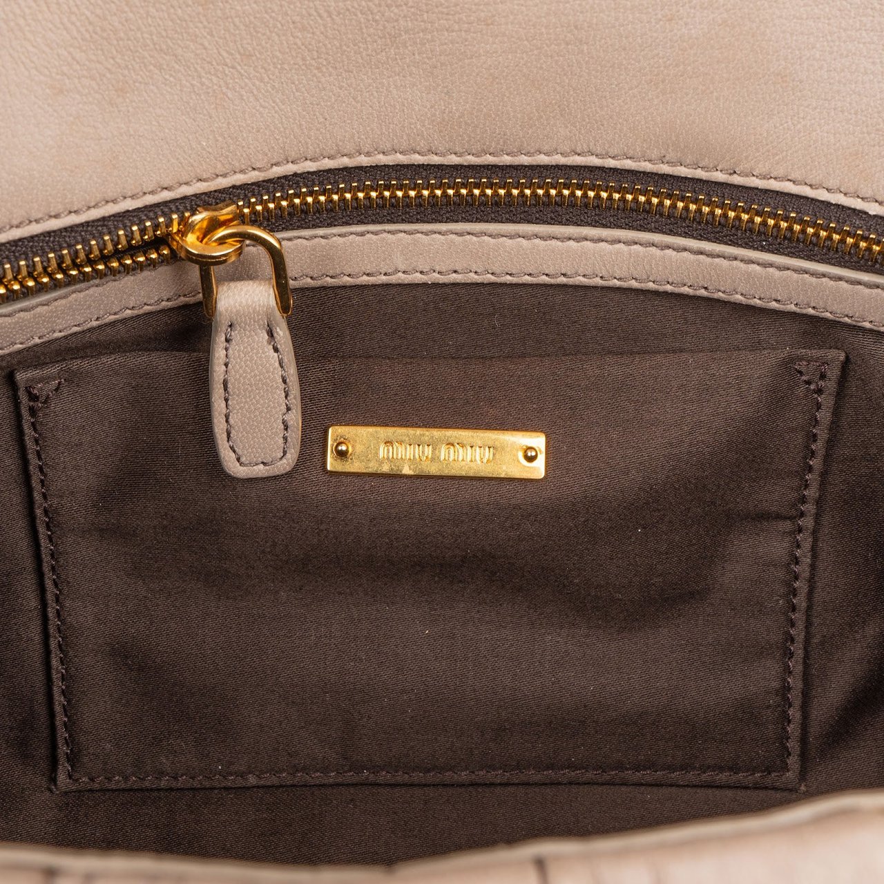 Miu Miu Miu Miu Matelassé Nappa Leather Shoulder Crossbody Bag Beige