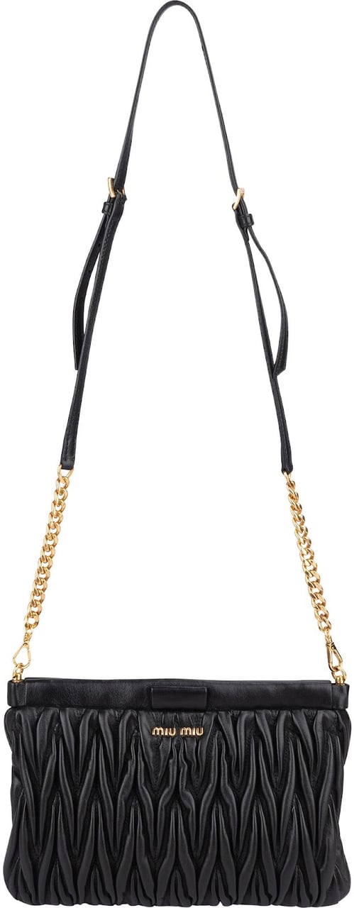 Miu Miu Matelassé Nappa Leather Crossbody Bag Zwart