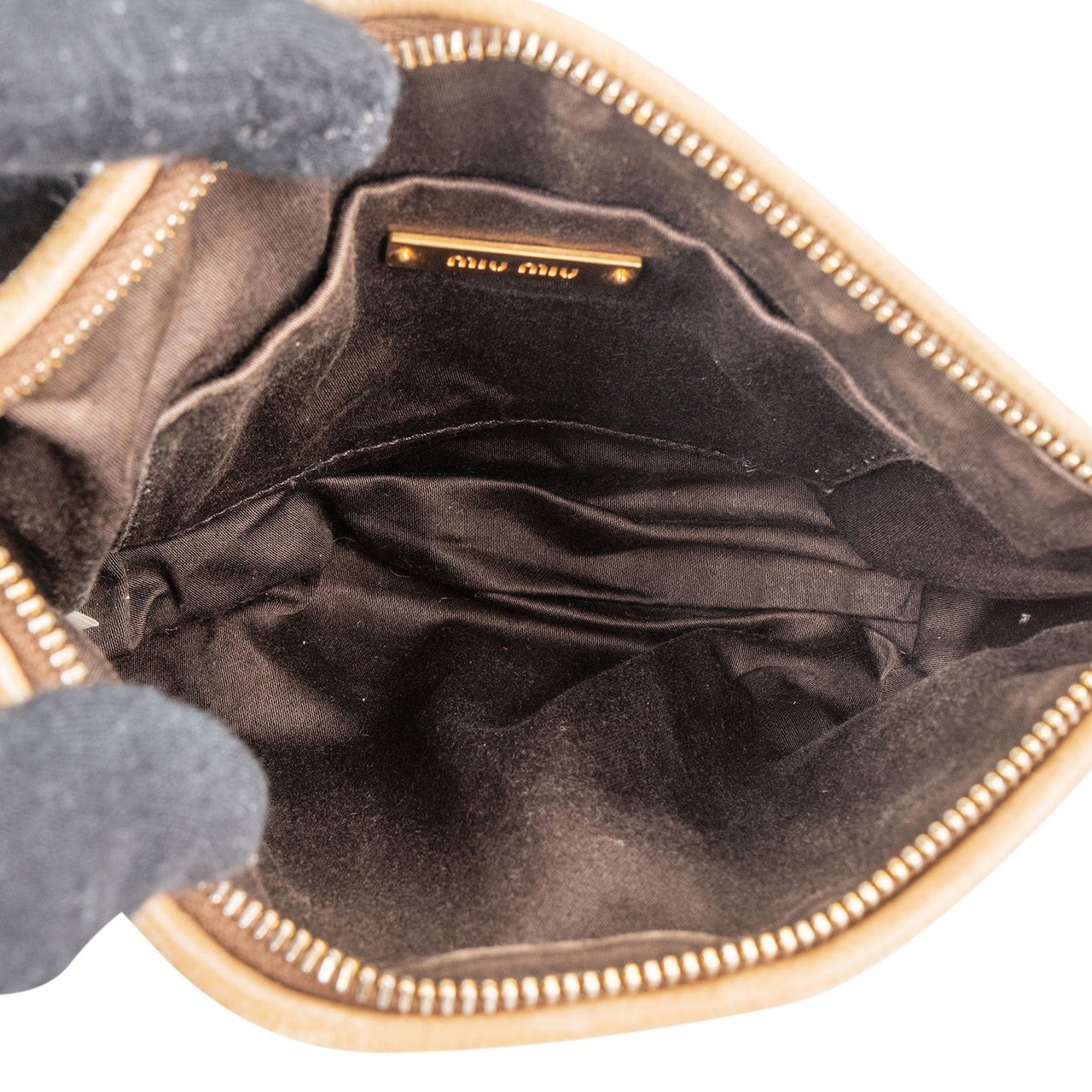 Miu Miu Miu Miu Matelassé Nappa Leather Shoulder Bag Beige