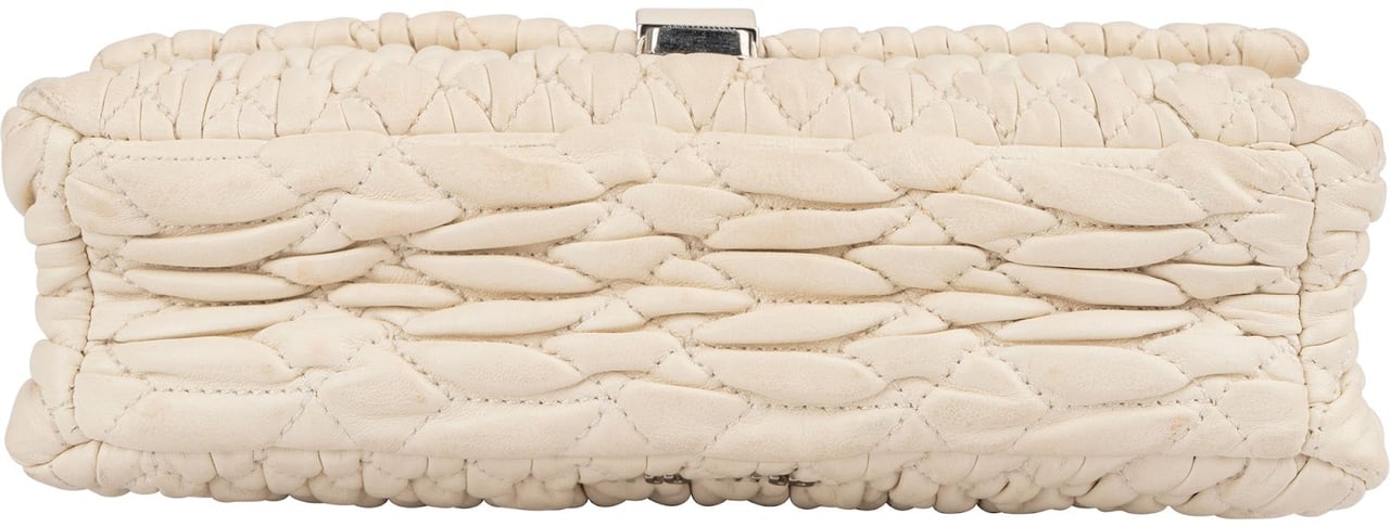 Miu Miu Matelassé Nappa Leather Crystal Chain Crossbody Bag Wit