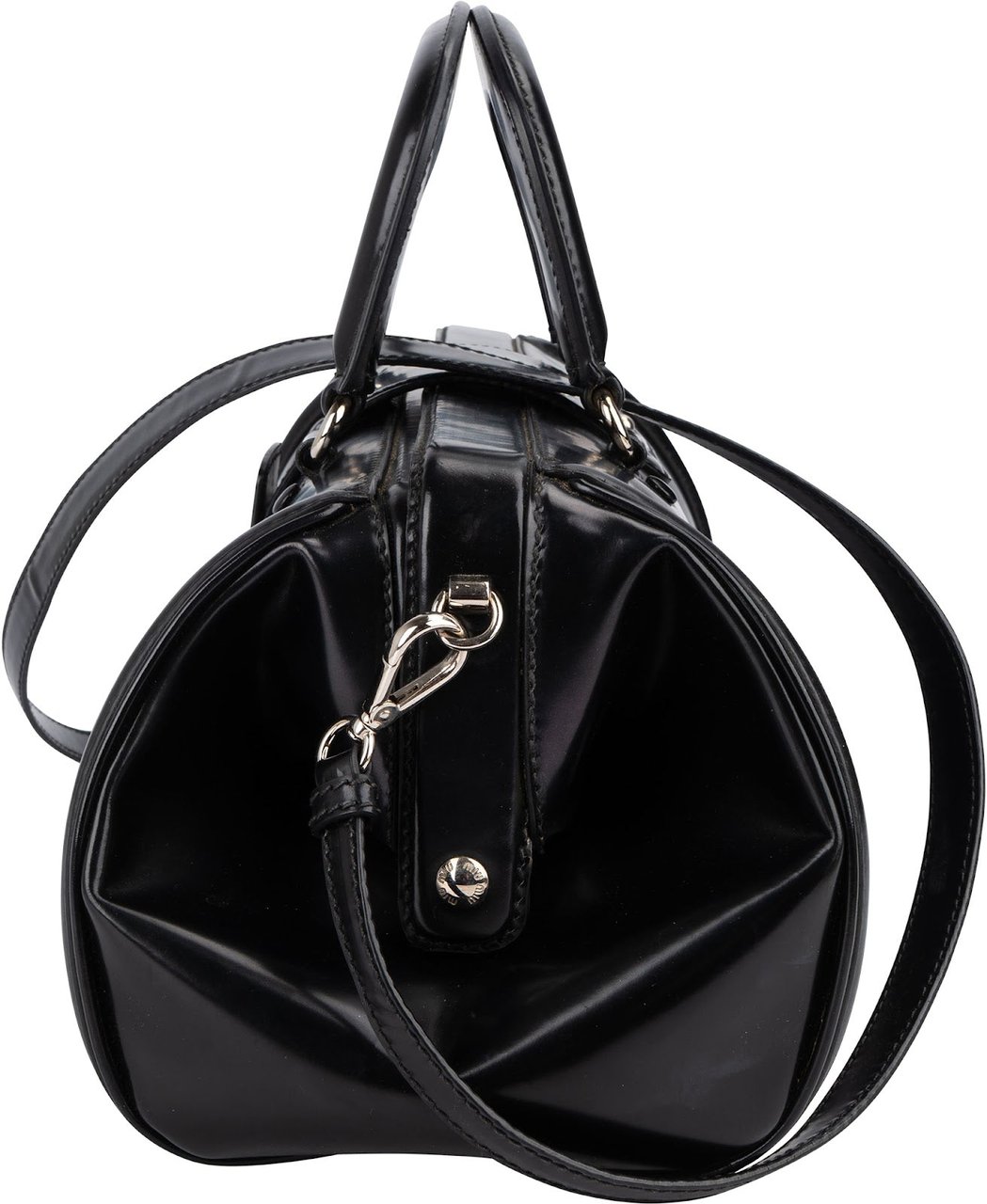 Miu Miu Spazzolato Leather Doctor Style Buckle Handbag Zwart