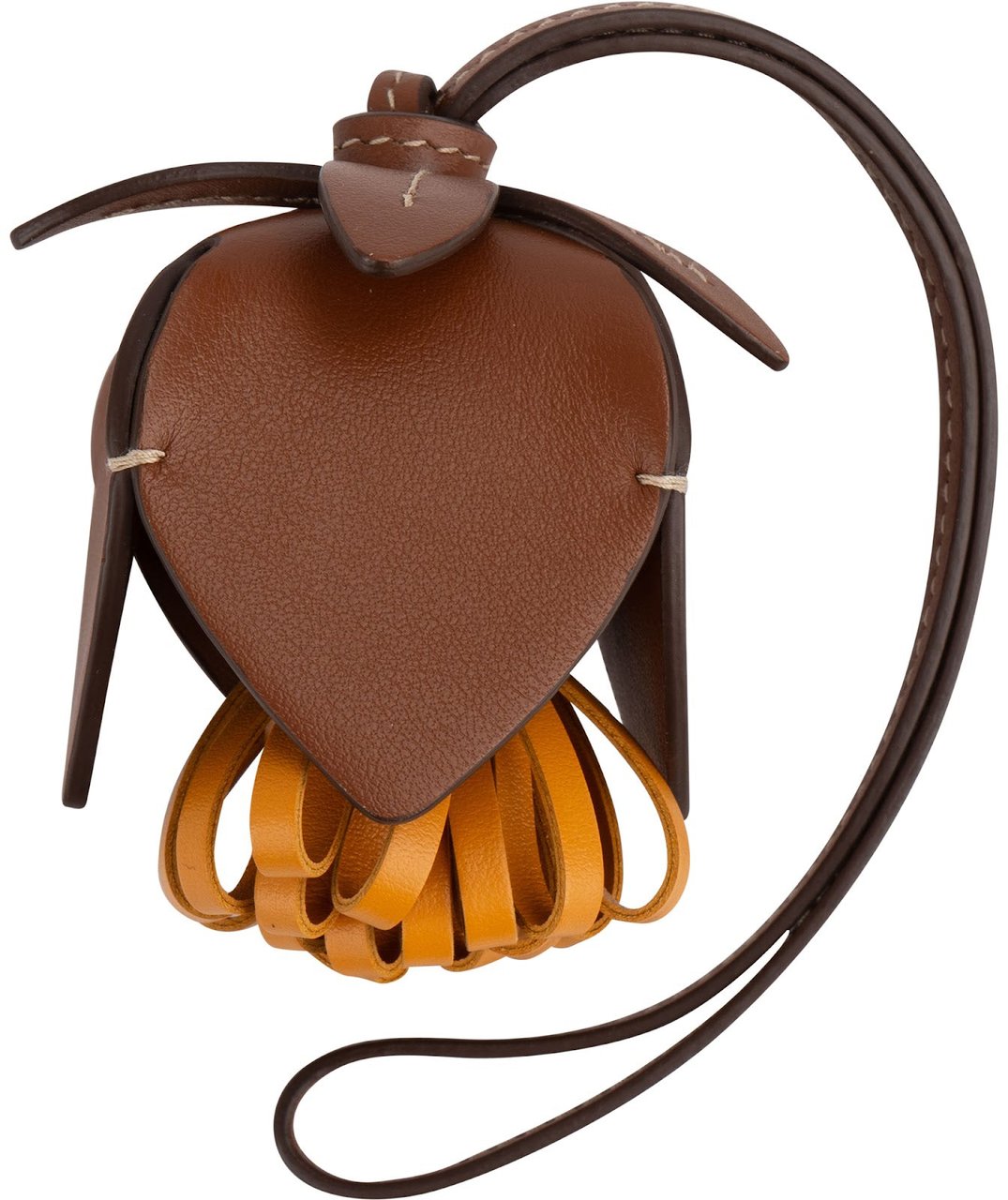Miu Miu Bicolor Leather Flower Bag Charm Bruin