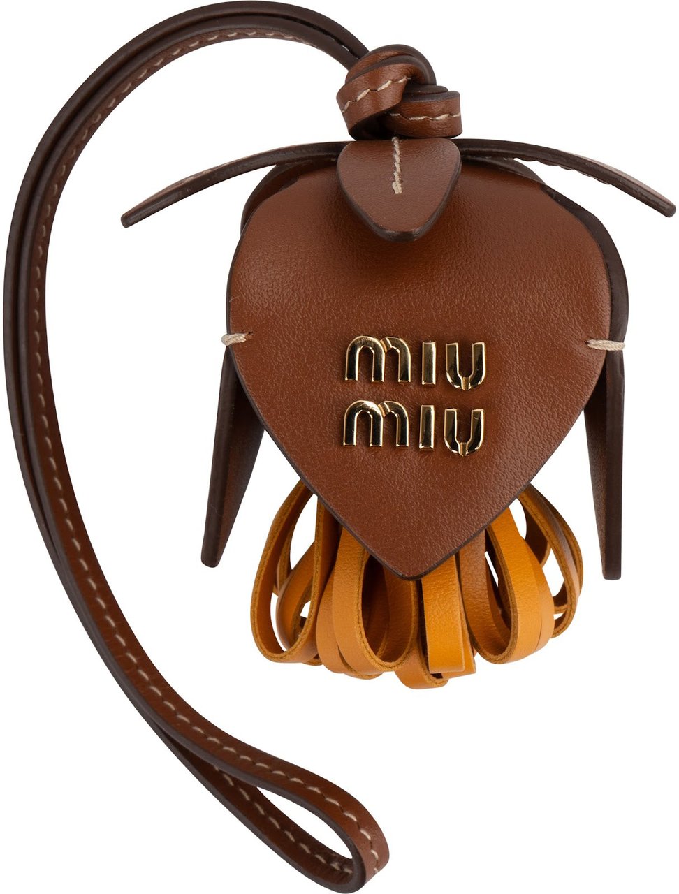 Miu Miu Bicolor Leather Flower Bag Charm Bruin
