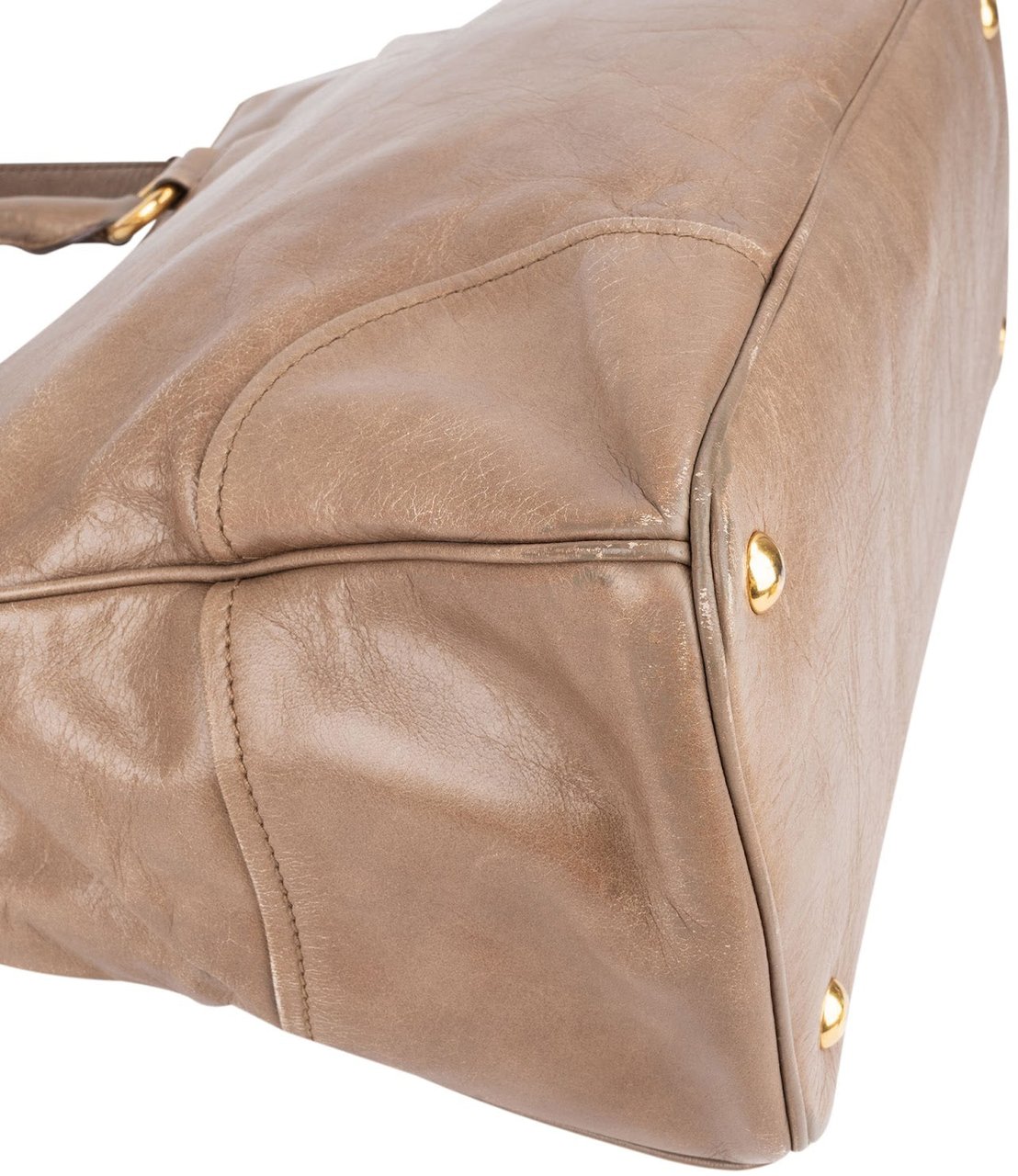 Miu Miu Miu Miu Vitello Lux Leather Tote Handbag Taupe