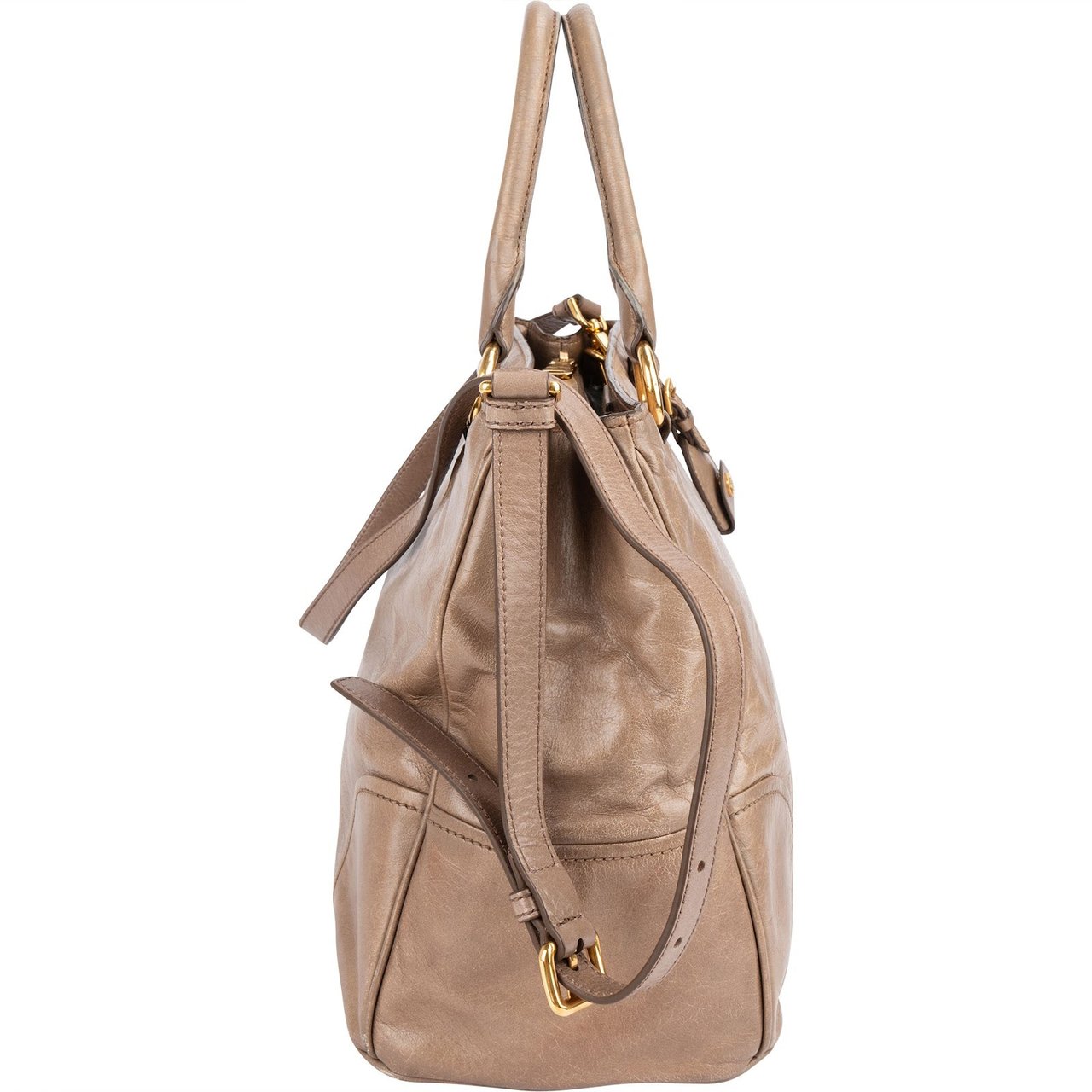 Miu Miu Vitello Lux Leather Tote Handbag Divers