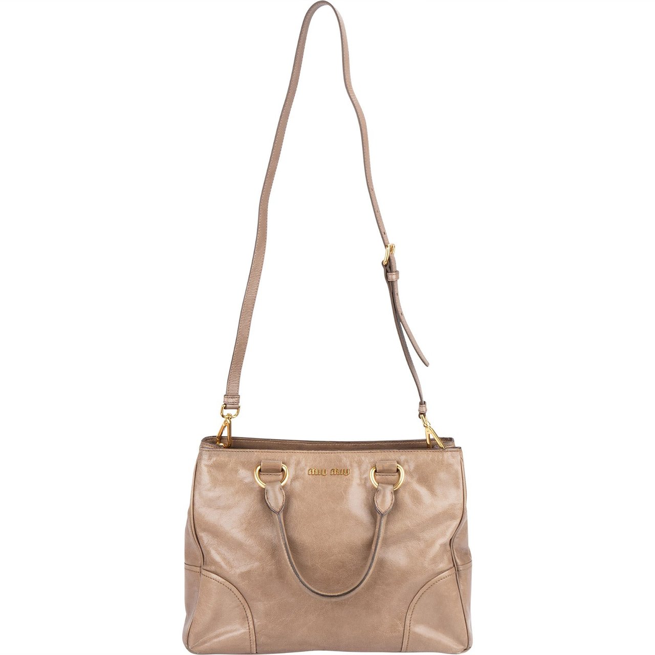 Miu Miu Vitello Lux Leather Tote Handbag Divers