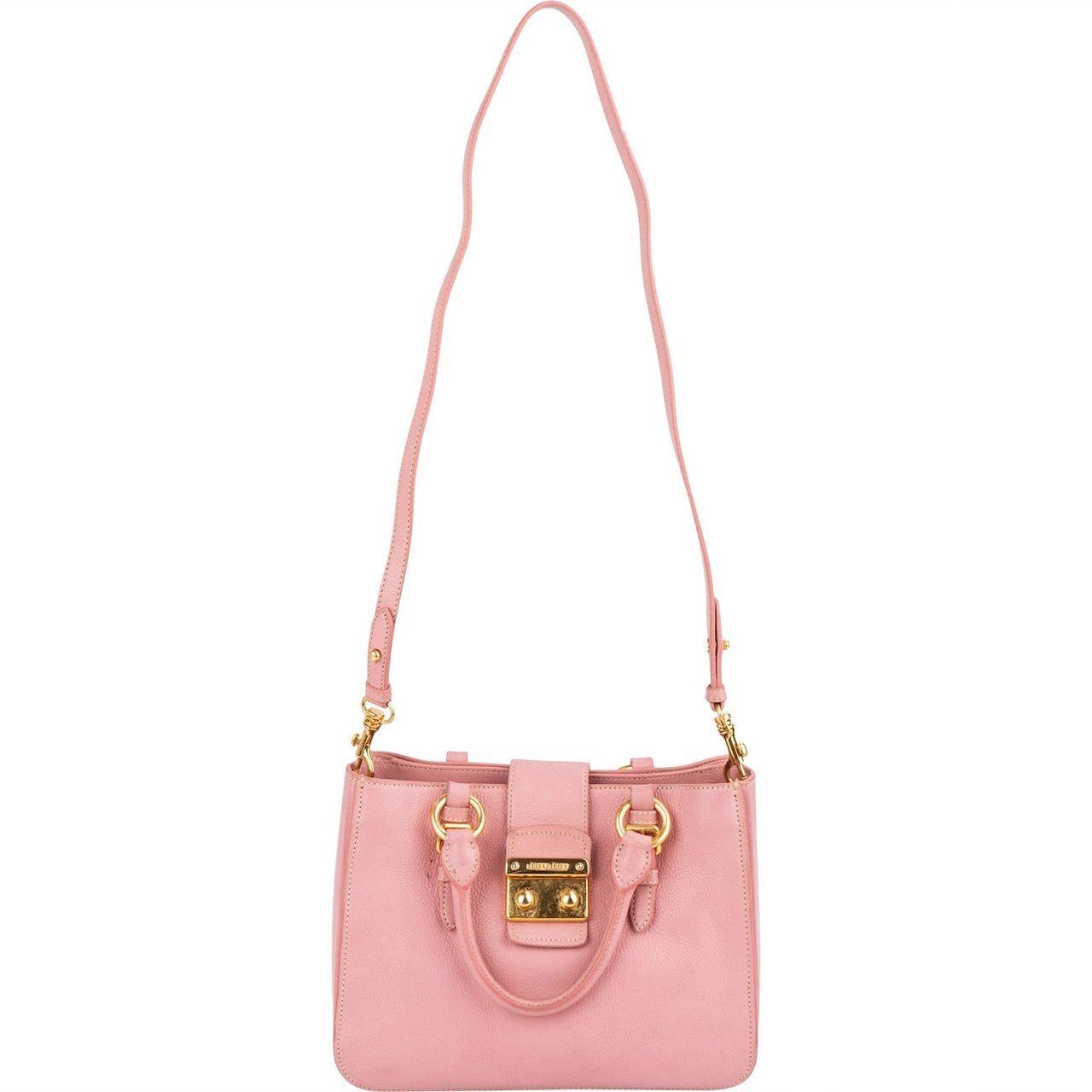 Miu Miu Madras Leather Top Handle Handbag Roze
