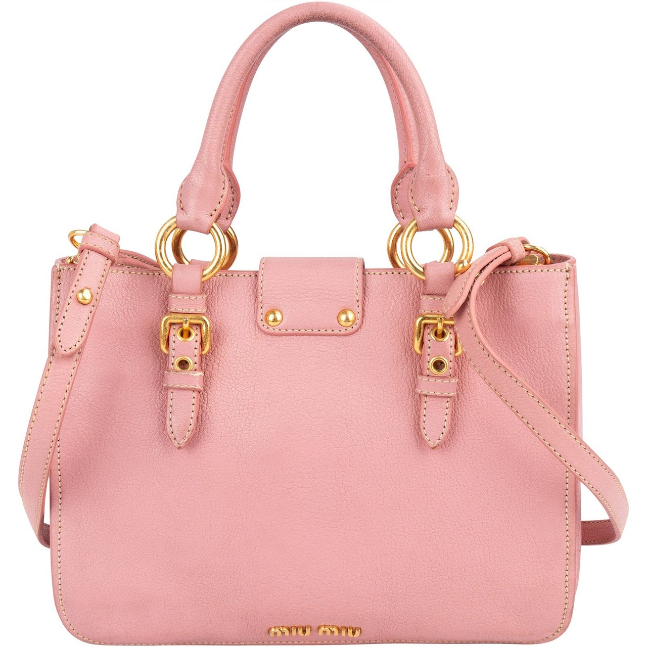Miu Miu Madras Leather Top Handle Handbag Roze