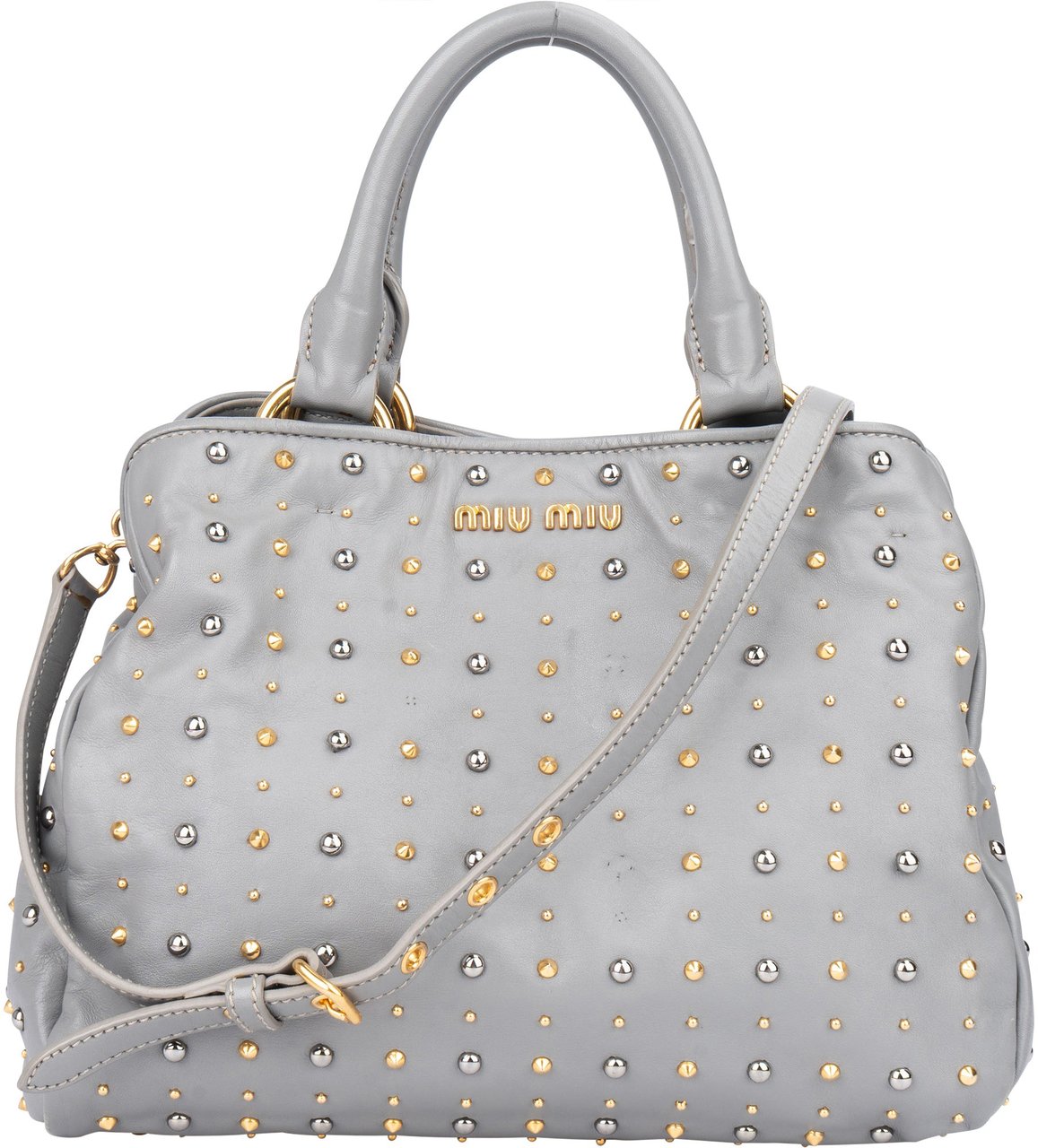 Miu Miu Miu Miu Grey Leather Bicolor Rivets Handbag Divers