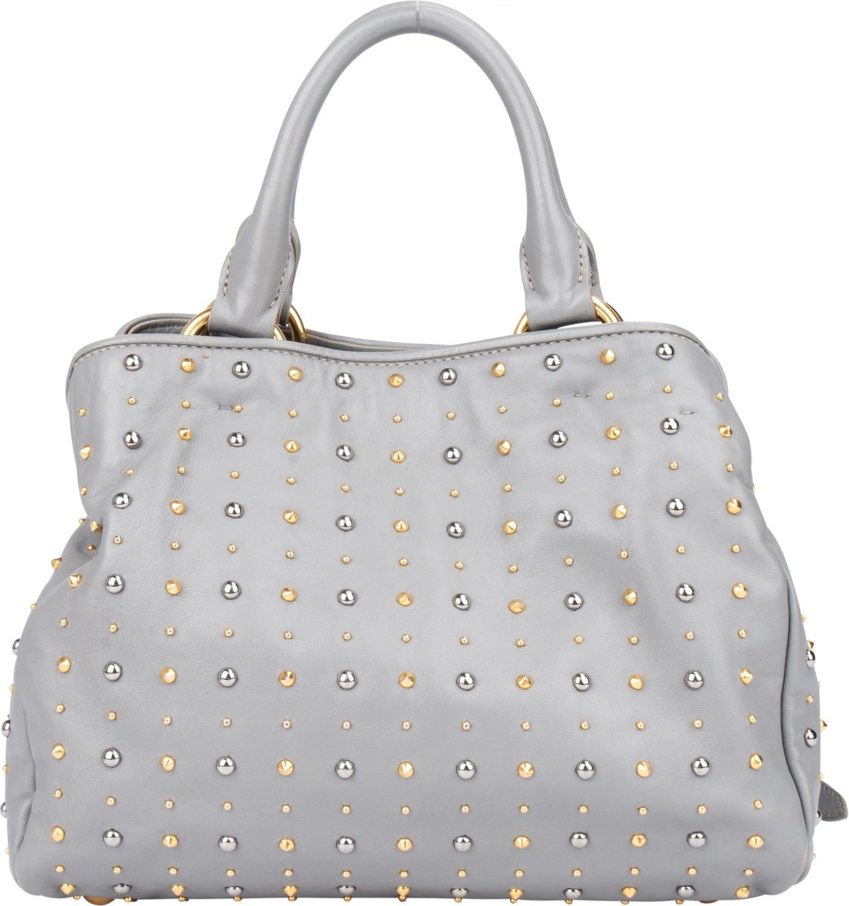 Miu Miu Miu Miu Grey Leather Bicolor Rivets Handbag Divers