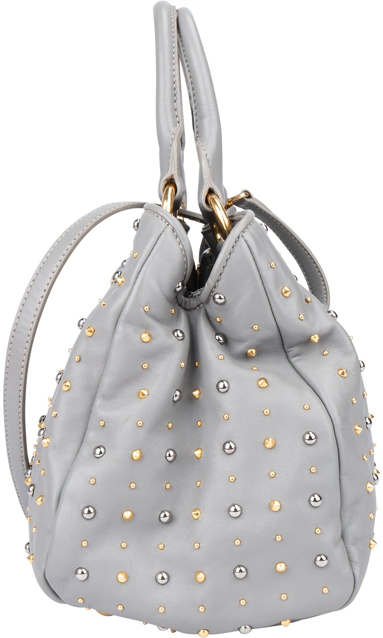 Miu Miu Miu Miu Grey Leather Bicolor Rivets Handbag Divers