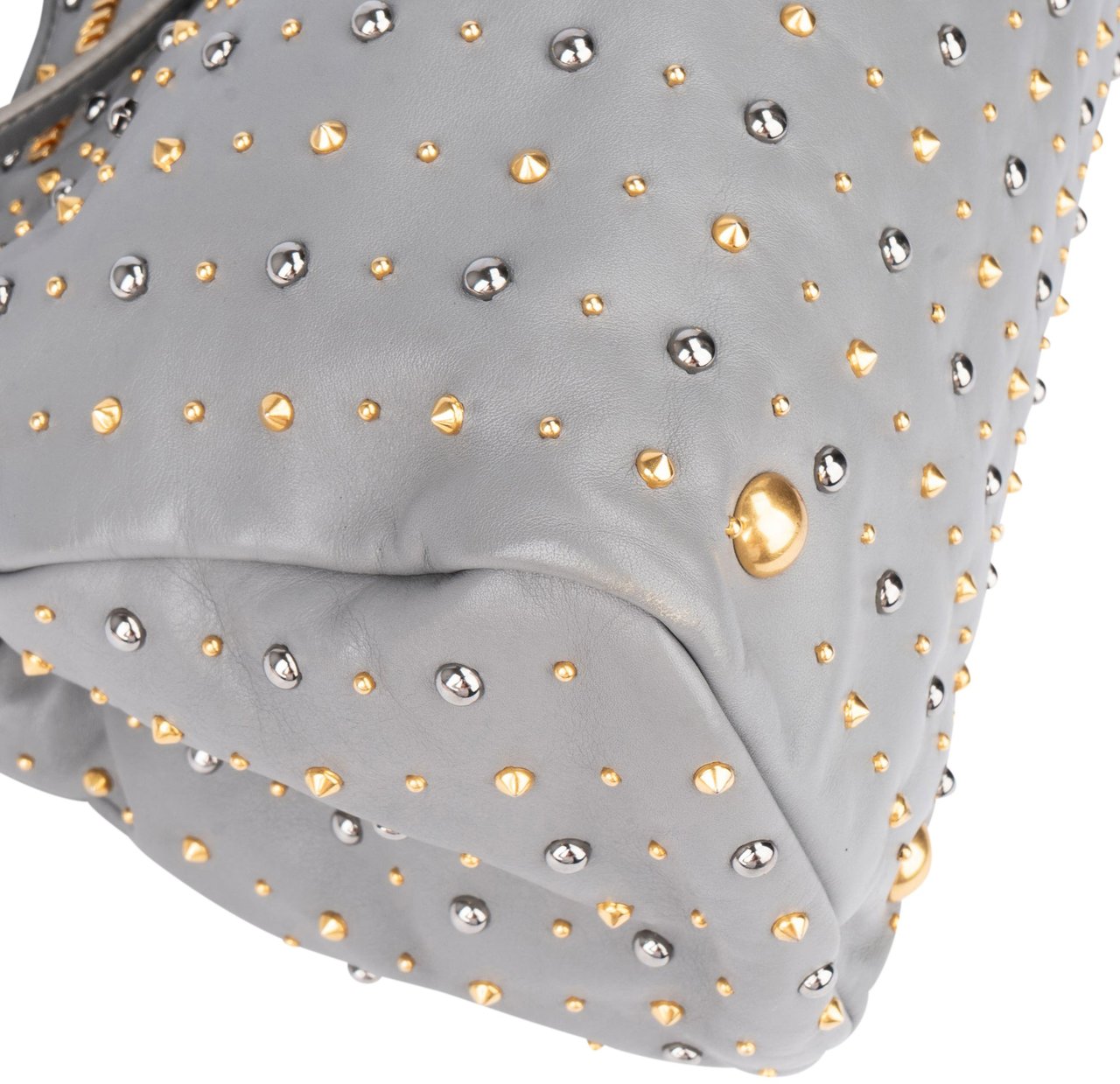 Miu Miu Miu Miu Grey Leather Bicolor Rivets Handbag Divers
