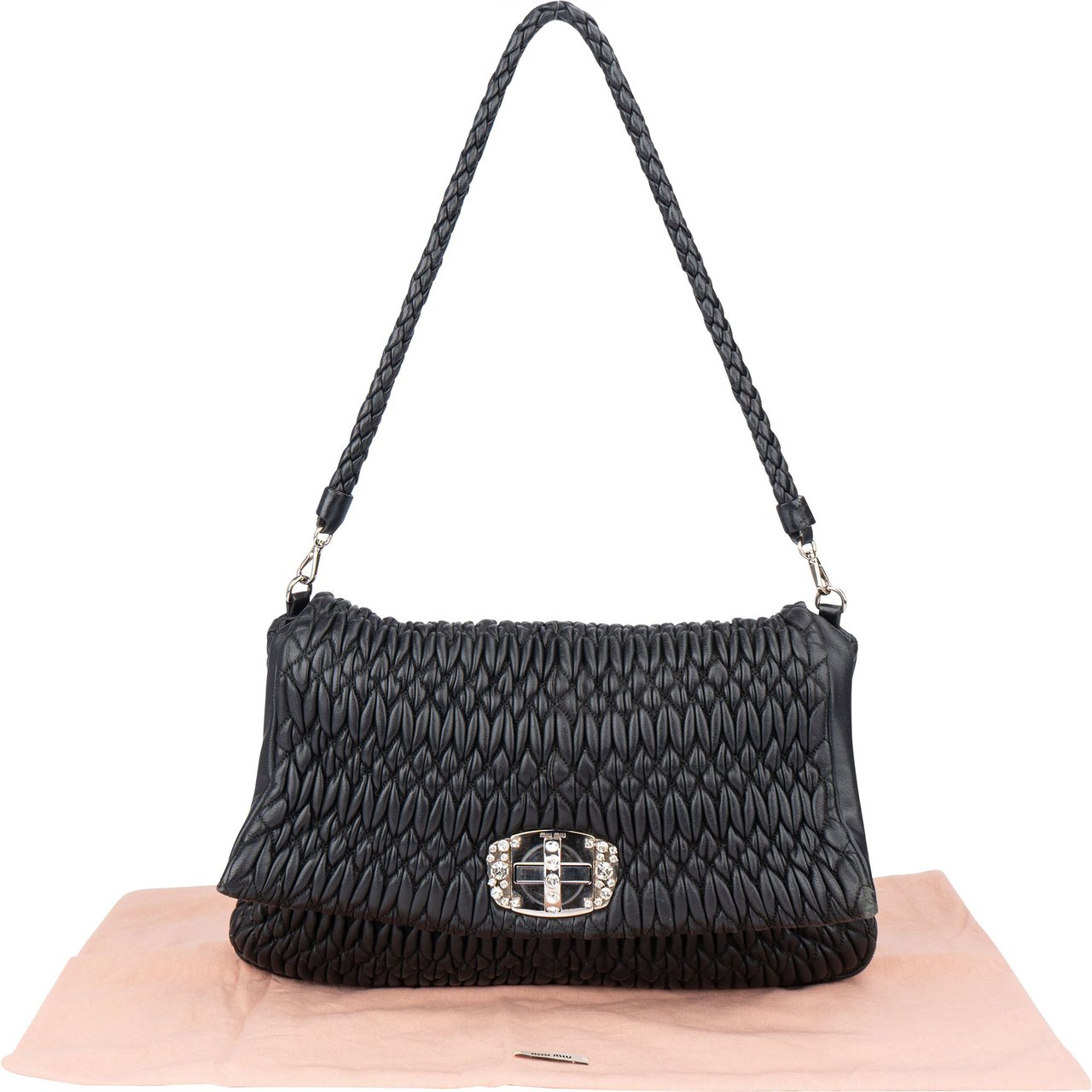 Miu Miu Miu Miu Quilted Leather Crystal Shoulder Bag Divers