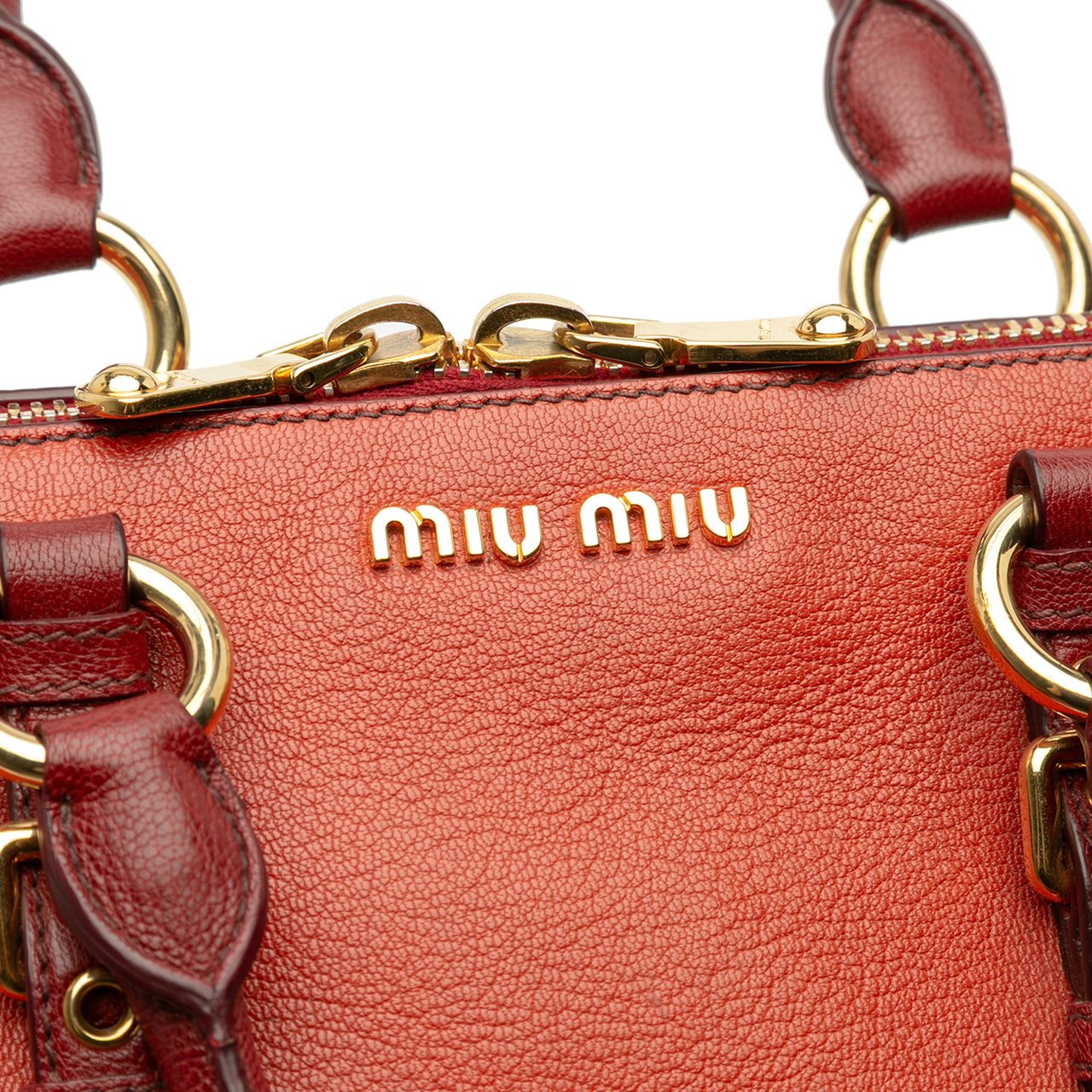 Miu Miu Bicolor Goatskin Madras Boston Bag Oranje