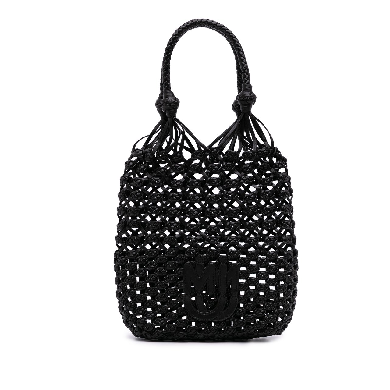 Miu Miu Nappa Macrame Bucket Bag Zwart