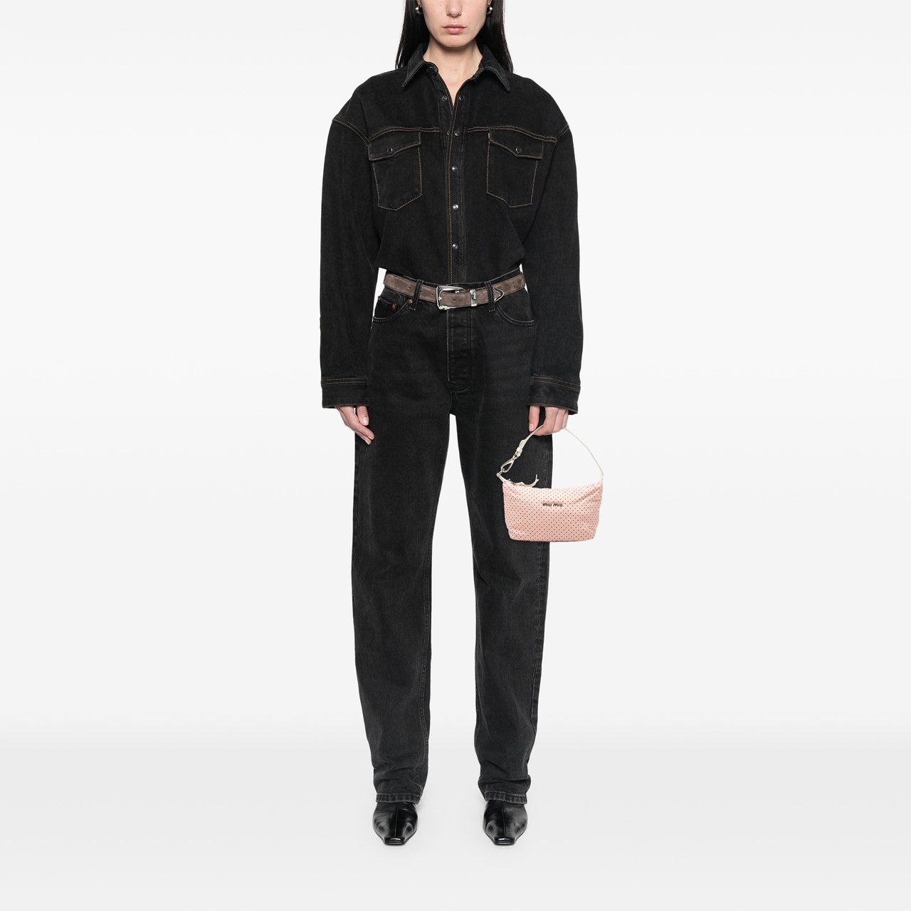 Miu Miu Nylon Polka Dot Shoulder Bag Roze