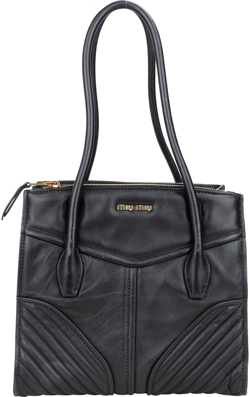 Miu Miu Miu Miu Quilted Nappa Leather Chevron Biker Handbag Divers