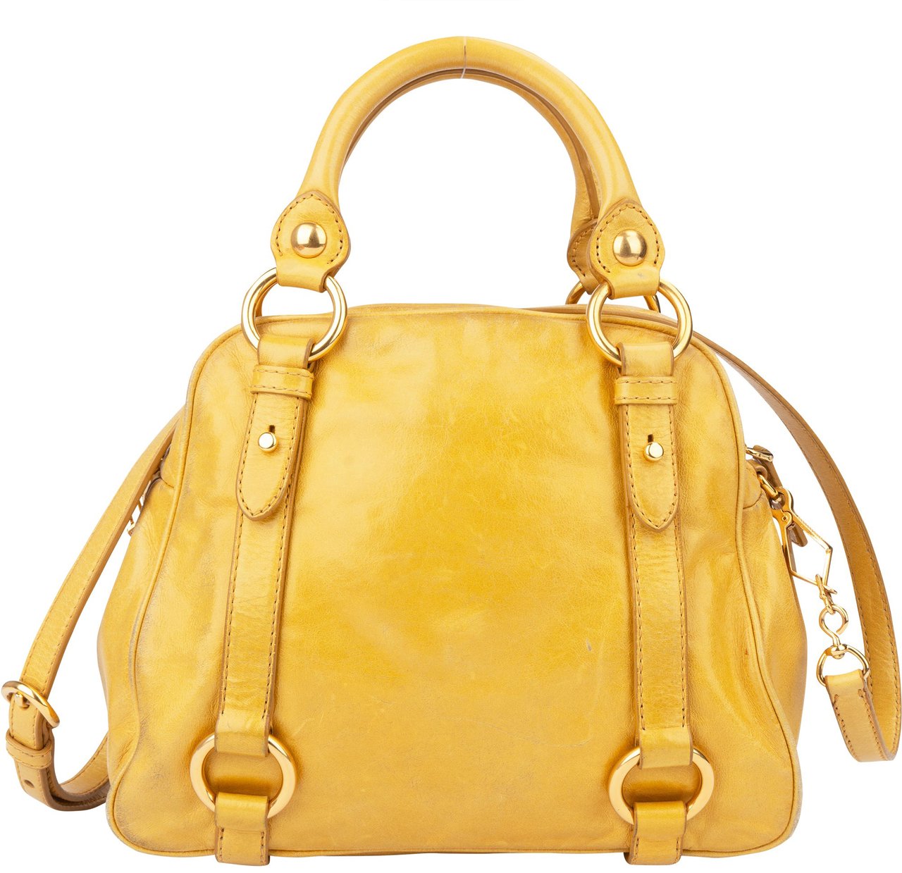 Miu Miu Miu Miu Yellow Leather City Handbag Geel