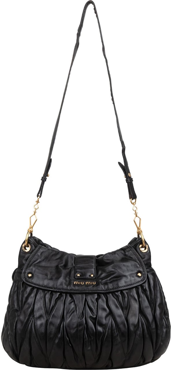 Miu Miu Nappa Matelassé Leather City Handbag Zwart