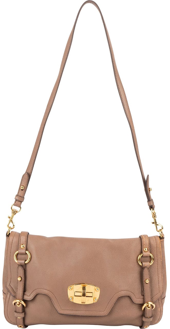 Miu Miu Leather Cervo Flap Turnlock Crossbody Shoulder Bag Divers
