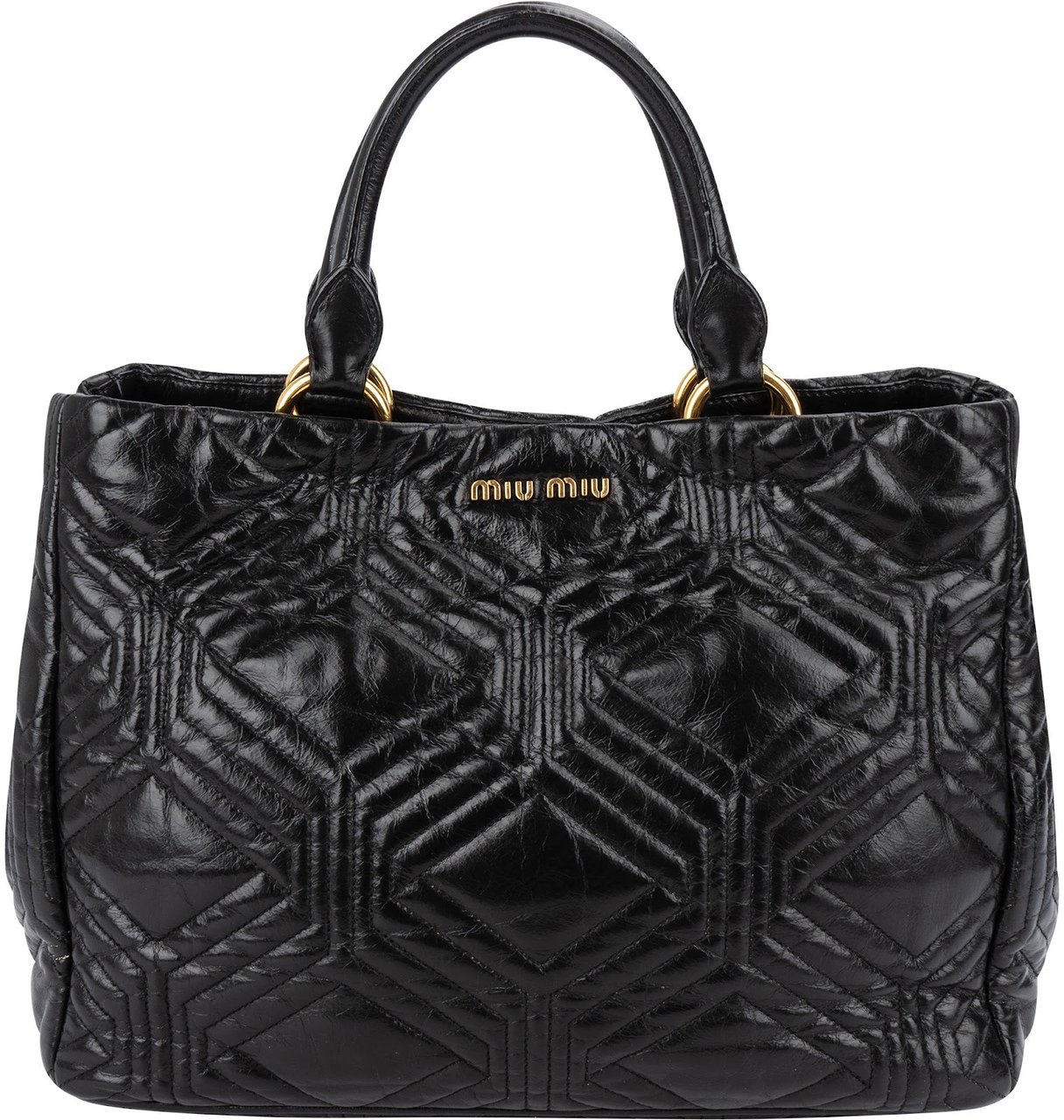 Miu Miu Quilted Nappa Leather Tote Handbag Zwart