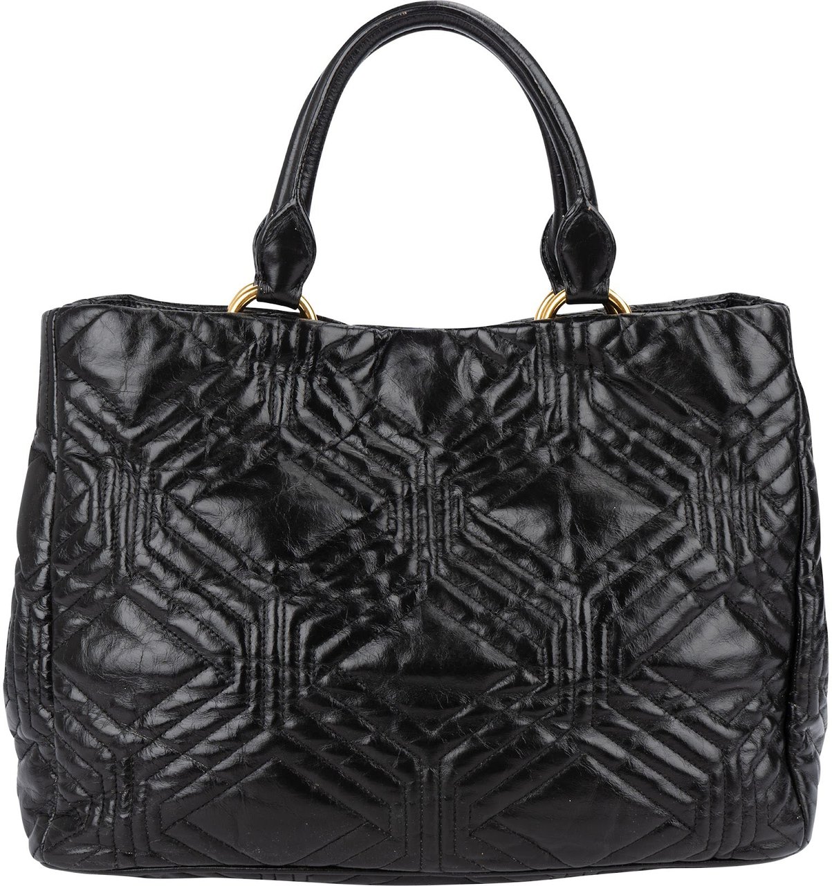 Miu Miu Quilted Nappa Leather Tote Handbag Zwart