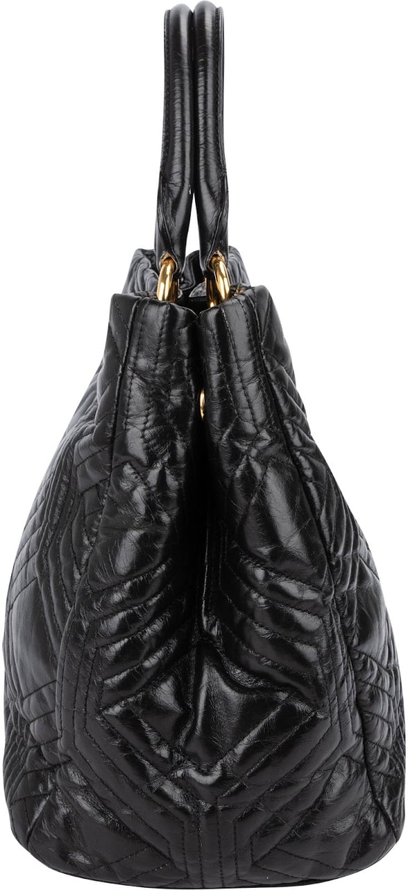Miu Miu Quilted Nappa Leather Tote Handbag Zwart